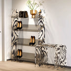 Zebra Print Acrylic Stool With Sculptural Curves
