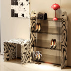 Zebra Print Acrylic Stool With Sculptural Curves