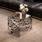Zebra Print Acrylic Stool With Sculptural Curves Main Product Image