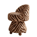 Zebra Print Jacquard Swivel Vanity Stool With Sculpted Barrel Back
