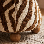 Zebra Print Jacquard Swivel Vanity Stool With Sculpted Barrel Back