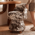 Zebra Print Jacquard Swivel Vanity Stool With Sculpted Barrel Back