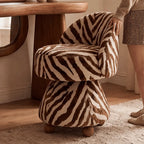 Zebra Print Jacquard Swivel Vanity Stool With Sculpted Barrel Back Main Product Image