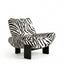 Zebra Print Lounge Chair with Sculpted Curves and Ash Wood Frame