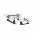 Zebra Print Organic Acrylic Coffee Table Series With Layered Nesting Forms