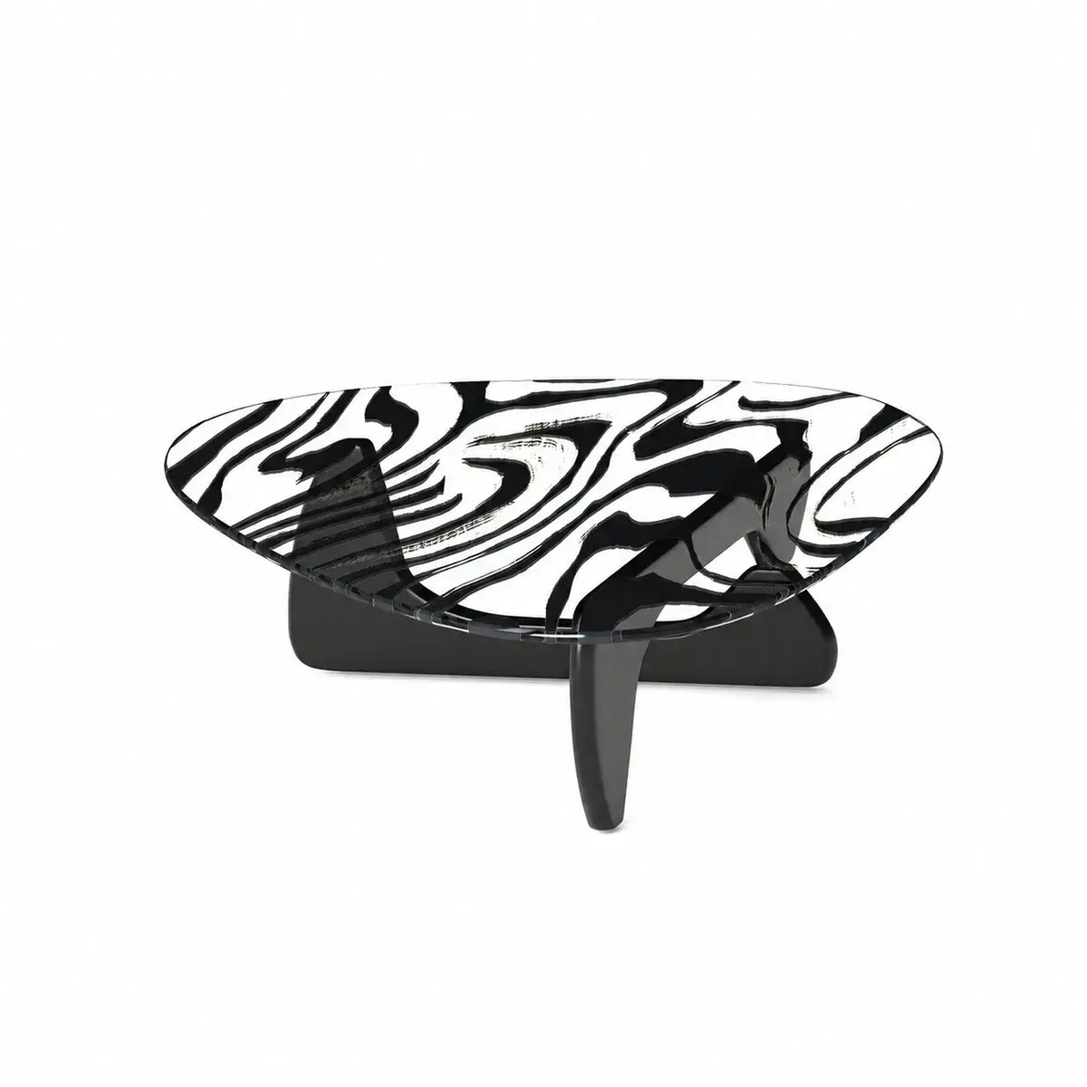 Zebra Print Organic Acrylic Coffee Table Series With Layered Nesting Forms