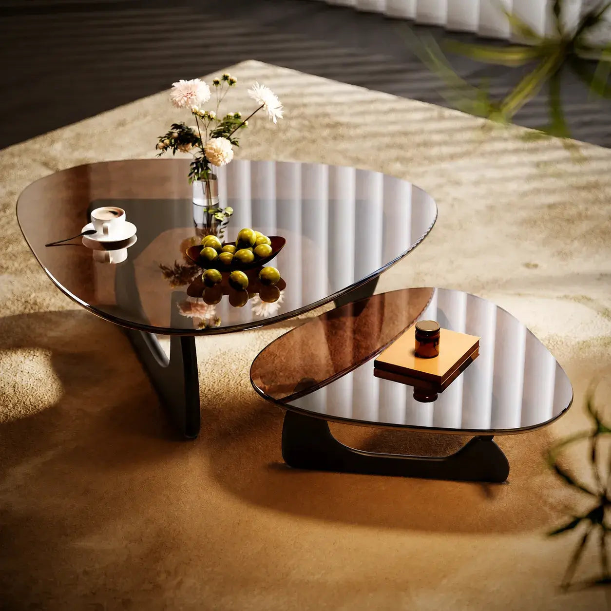 Série de tables basses en acrylique organique à motif zèbre avec formes gigognes superposées Image secondaire du produit