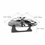 Zebra Print Organic Acrylic Coffee Table Series With Layered Nesting Forms Dimensions