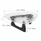 Zebra Print Organic Acrylic Coffee Table Series With Layered Nesting Forms Dimensions