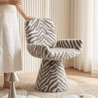 Zebra Print Sculptural Swivel Accent Vanity Chair Series in Velvet