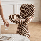 Zebra Print Sculptural Swivel Accent Vanity Chair Series in Velvet