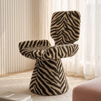 Zebra Print Sculptural Swivel Accent Vanity Chair Series in Velvet