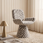 Zebra Print Sculptural Swivel Accent Vanity Chair Series in Velvet