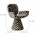 Zebra Print Sculptural Swivel Accent Vanity Chair Series in Velvet Dimensions