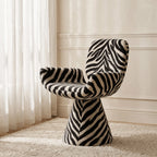 Zebra Print Sculptural Swivel Accent Vanity Chair Series in Velvet Main Product Image