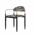 Zebra Upholstered Accent Seating Series With Curved Arms and Metal Frame