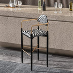 Zebra Upholstered Accent Seating Series With Curved Arms and Metal Frame