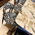 Zebra Upholstered Accent Seating Series With Curved Arms and Metal Frame