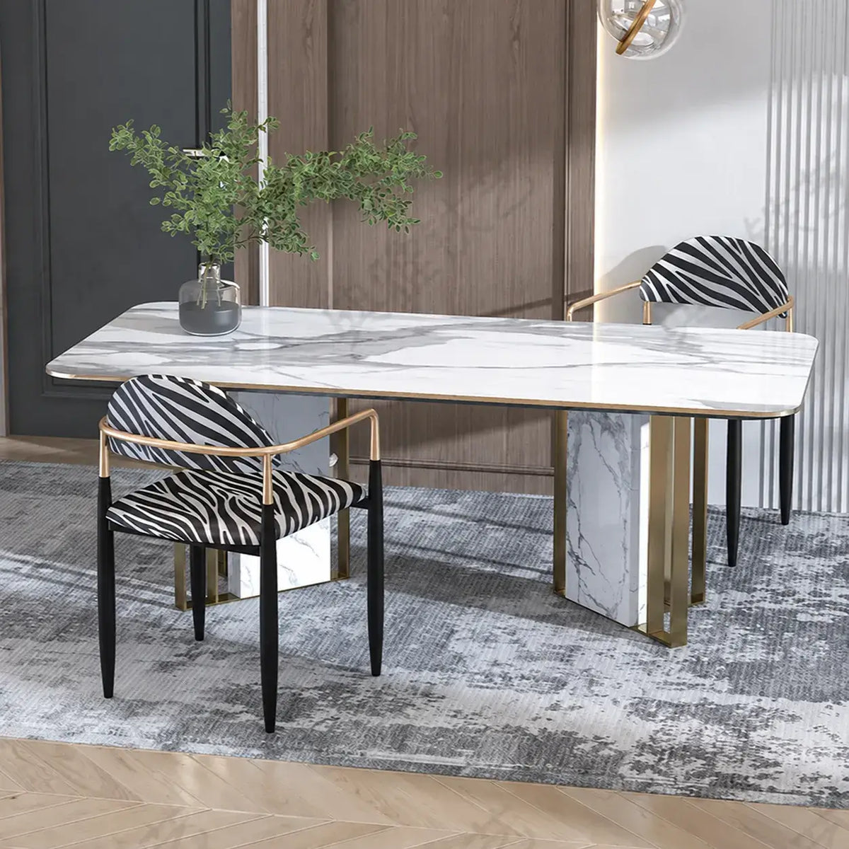 Zebra Upholstered Accent Seating Series With Curved Arms and Metal Frame