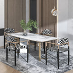 Zebra Upholstered Accent Seating Series With Curved Arms and Metal Frame