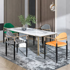 Zebra Upholstered Accent Seating Series With Curved Arms and Metal Frame