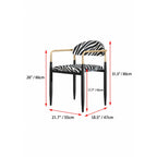 Zebra Upholstered Accent Seating Series With Curved Arms and Metal Frame Dimensions
