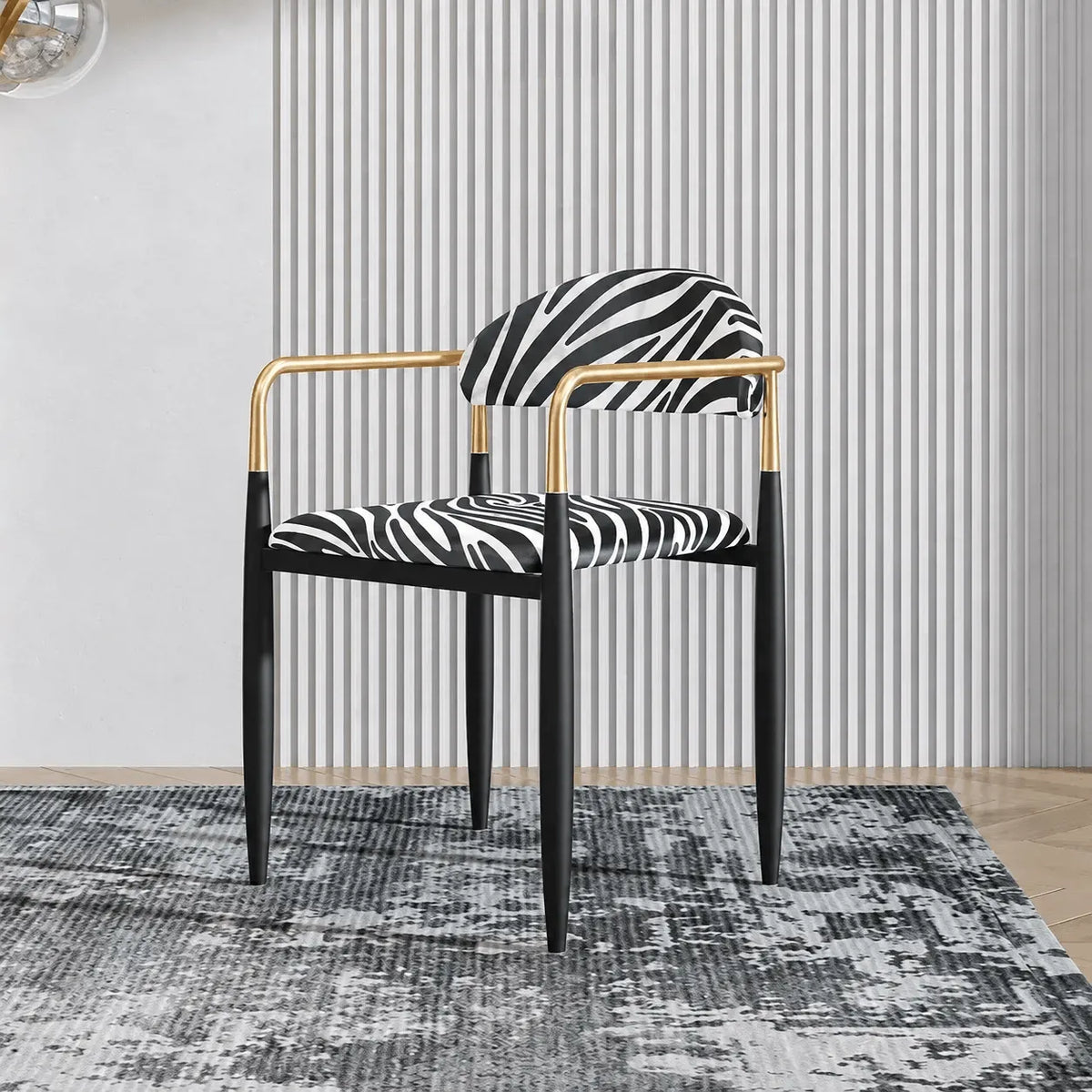 Zebra Upholstered Accent Seating Series With Curved Arms and Metal Frame Main Product Image