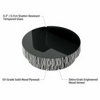 Zebra Veneer Coffee Table Set with Black Glass Tiered Nesting Design
