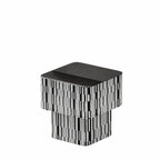 Zebra Veneer Coffee Table Set with Black Glass Tiered Nesting Design