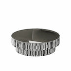 Zebra Veneer Coffee Table Set with Black Glass Tiered Nesting Design