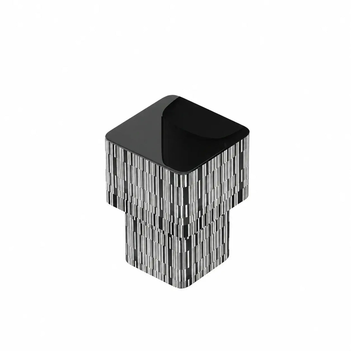 Zebra Veneer Coffee Table Set with Black Glass Tiered Nesting Design
