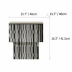 Zebra Veneer Coffee Table Set with Black Glass Tiered Nesting Design Dimensions