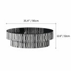 Zebra Veneer Coffee Table Set with Black Glass Tiered Nesting Design Dimensions