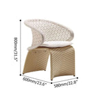 Hofer outdoor patio dining set including 5-piece 63-inch oval dining table and 6 durable rattan chairs with black glass top