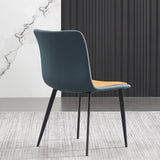 Modern Upholstered Blue Dining Chair PU Leather Side Chairs Set of 2