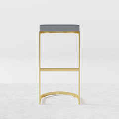 Modern gray PU leather bar stool with gold frame for stylish home decor