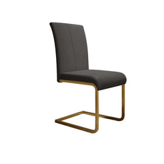 Modern Minimalist Black PU Leather Dining Chairs Set of 2 Gold Metal Base