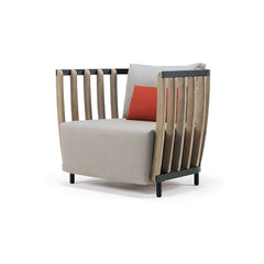 Modern Patio Barrel Chair Featuring Sturdy Ash Wood Frame and Soft Cushion Back