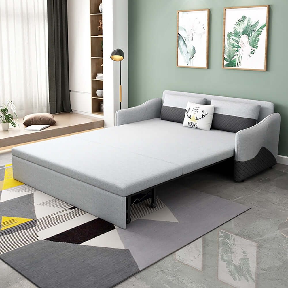 Modern Full Sleeper Sofa Linen Upholstered Convertible Sofa with Storage Secondary image