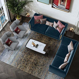 Beige Velvet Upholstered Sofa 3Seater Sofa Luxury Sofa Solid Wood Frame with Gold Legs
