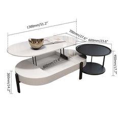 White and black lift top storage lacquer coffee table and side table set for modern living room decor