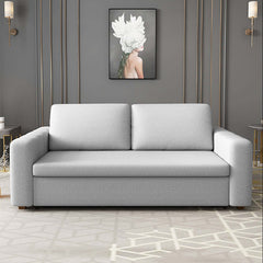 71" sofa bed with storage, ideal for overnight guests, in a stylish gray cotton & linen