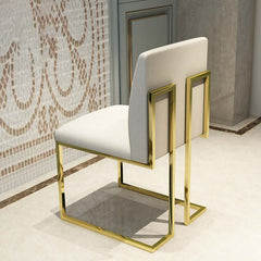 Modern linen dining chair upholstered in white stainless steel leg gold set of 2 for contemporary dining room decor