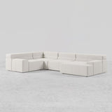 133" LShaped Modern Off White Velvet Modular Sectional Sofa with Chaise