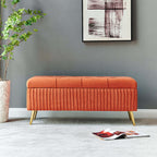 Sophisticated gray velvet bench with gold legs for luxurious interiors