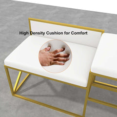 Luxurious white and gold PU leather upholstered bench for entryway