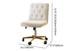 Ergonomic white swivel office chair with adjustable height and linen upholstery, armless design