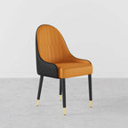 Elegant set of 2 white and orange dining chairs with metal legs, featuring PU leather upholstery for luxurious dining setting