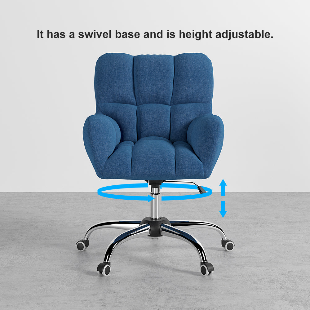 Modern Office Chair Upholstered Cotton&Linen Swivel Task Chair Height  Adjustable