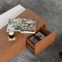 Functional 2-drawer coffee table pair in white and walnut for modern interiors